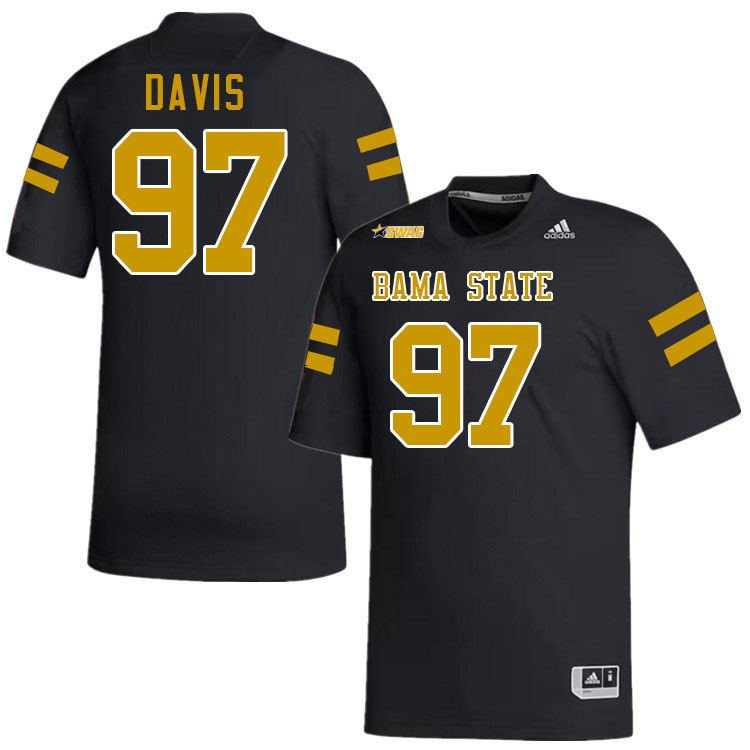 Alabama State Hornets #97 Devin Davis College Football Jerseys Stitched-Black